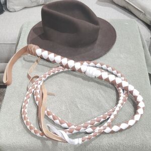 Brown Hat and Brown White Whip Set